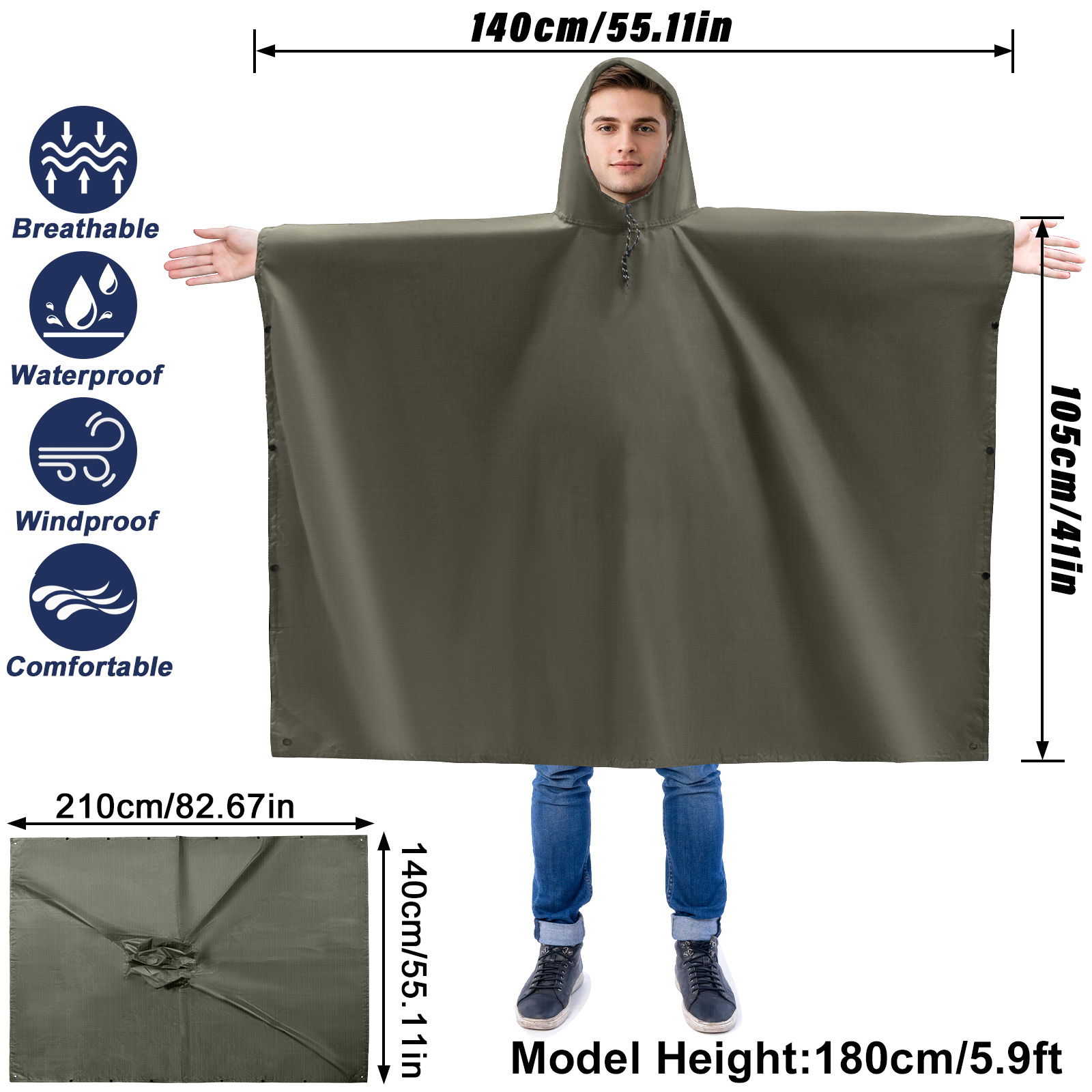 Adult Rain Poncho Lightweight  - đánh giá và giá Cycling Gear Rain